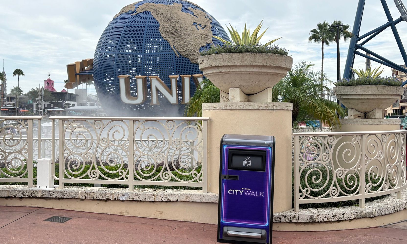 Universal Orlando's new CityWalk trash cans run on solar power and crush their own garbage