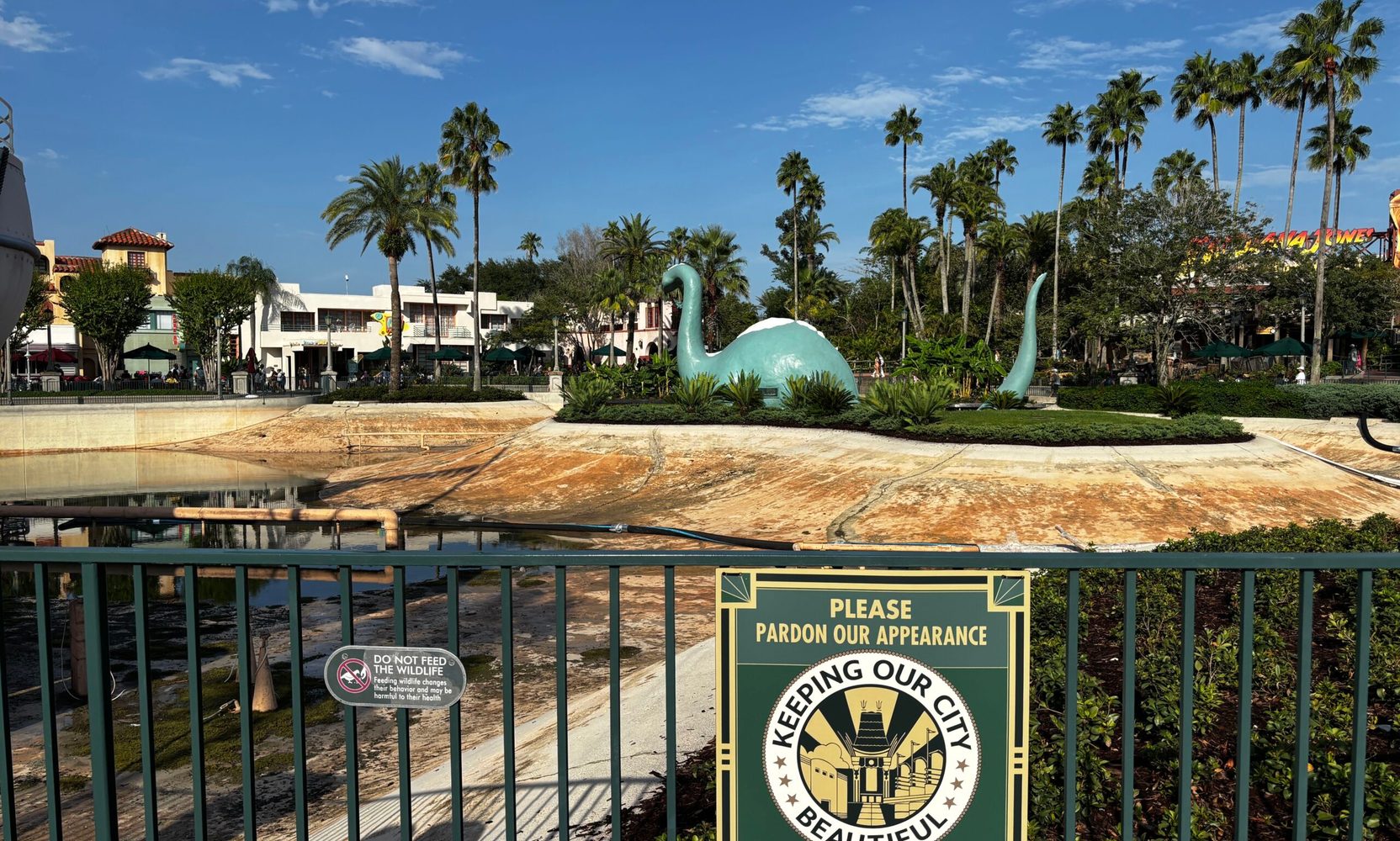 Disney Drained Echo Lake at Hollywood Studios, and the Only Explanation Is a Sign on the Fence