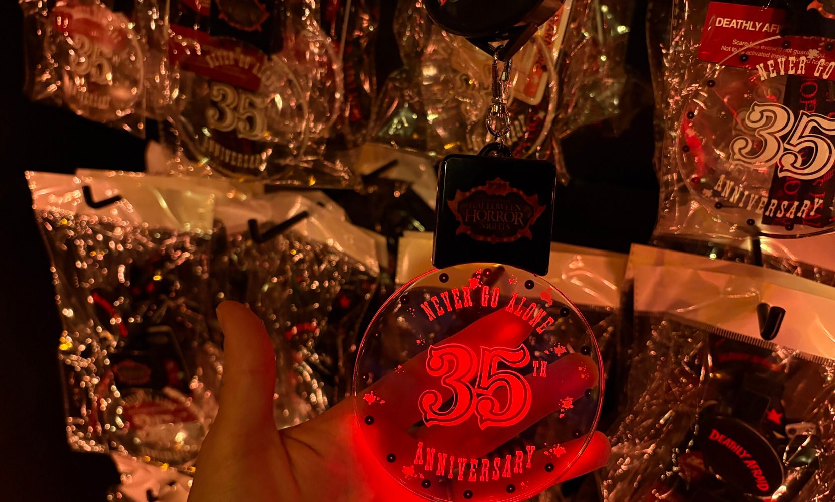 Universal is selling a $20 light up necklace that signals you do not want to be scared at Halloween Horror Nights 35, just not in the houses
