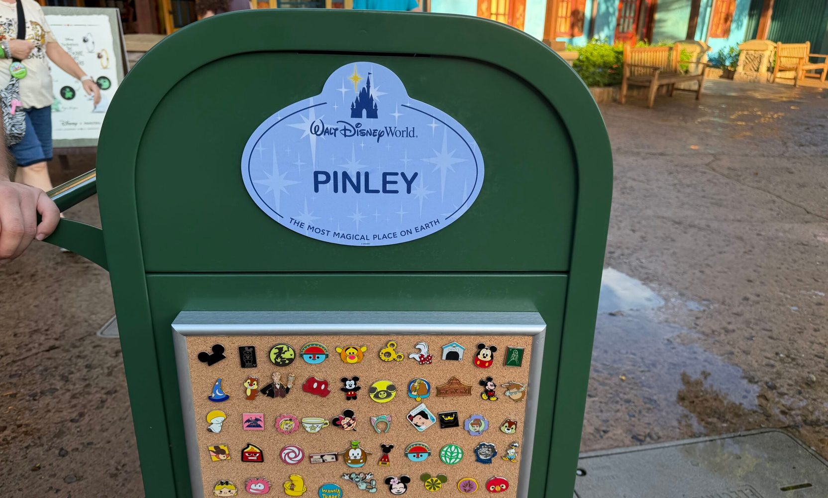 A Rolling Trash Can Named Pinley Turned Up Carrying Roughly 100 Trading Pins on Discovery Island at Disney's Animal Kingdom
