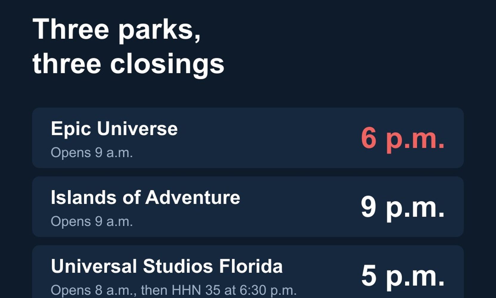 Epic Universe Closes at 6 p.m. on Saturday October 10, the Only October Date Not Closing at 8, While Islands of Adventure Runs to 9