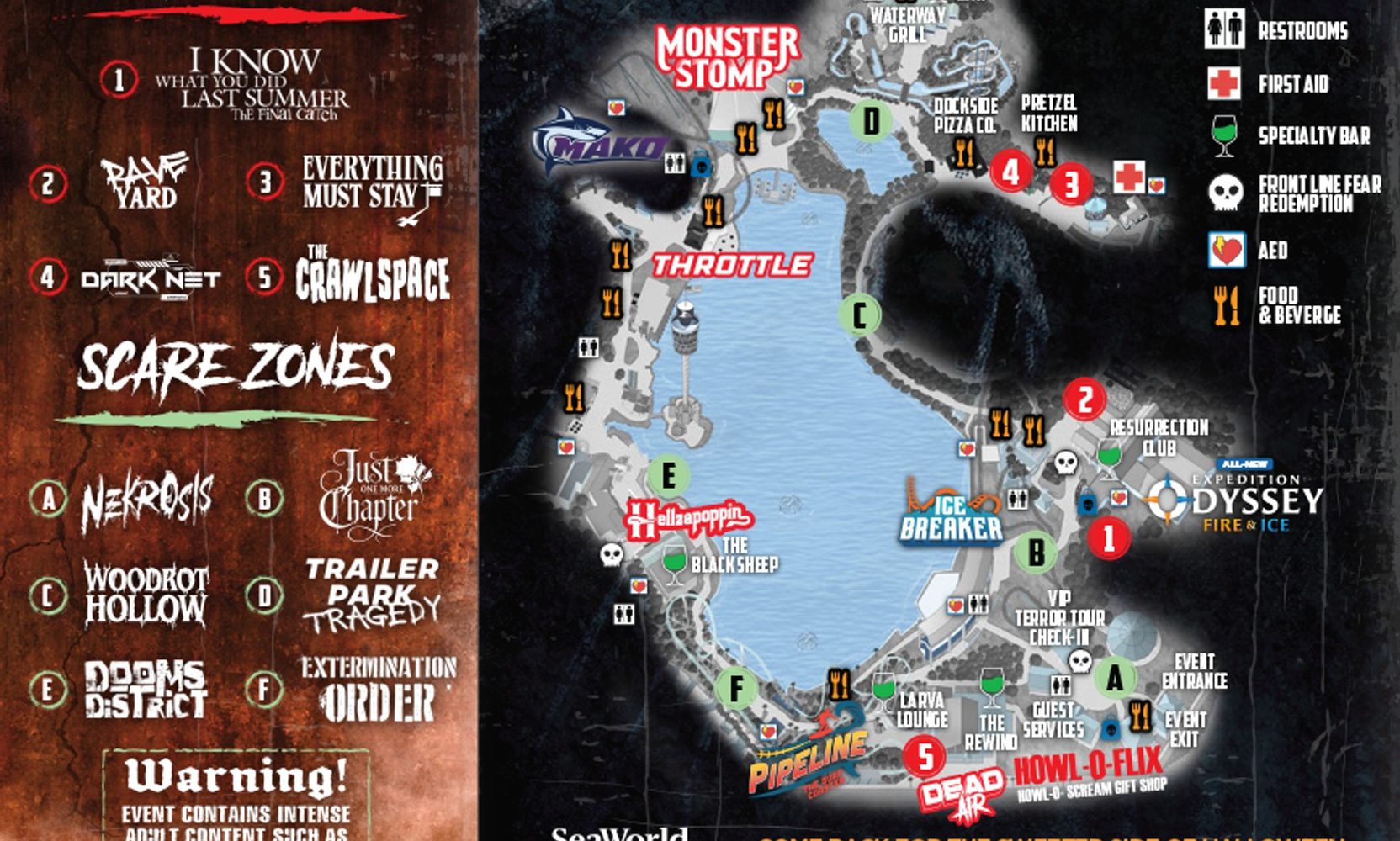 SeaWorld Posted the Howl-O-Scream Map a Day Before Opening Night, and It Gives The Rewind the Location Its Food Page Left Blank