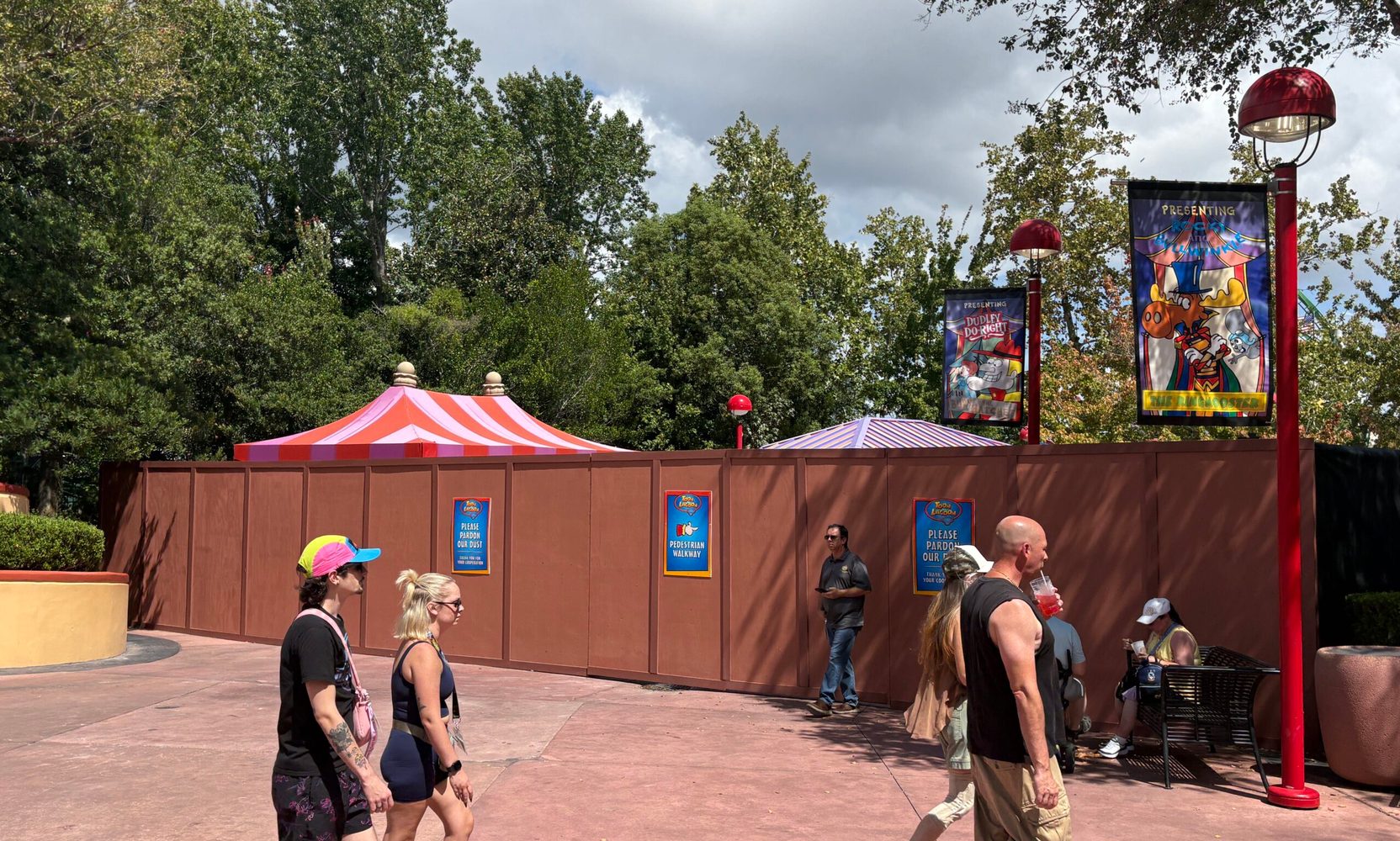 Construction Walls Close Off the Toon Lagoon Carnival Games and Cut the Direct Path From Marvel Super Hero Island