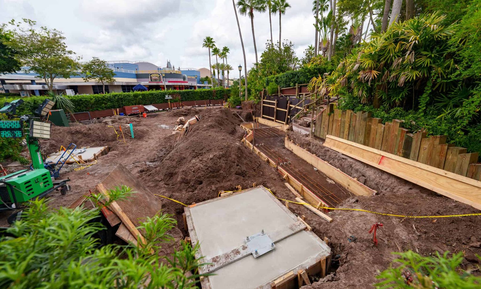 Hollywood Studios' Mystery Project Fedora Now Has a Concrete Pad With Anchor Bolts as Construction Resumes