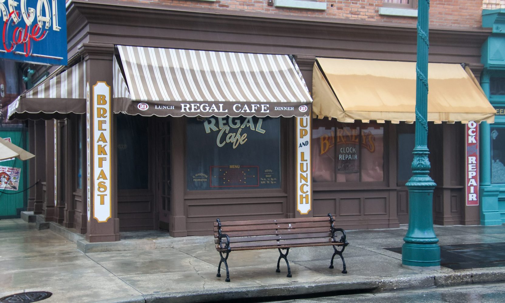 Finnegan's Construction Walls Start Coming Down at Universal Studios Florida, and the Regal Cafe Sign Is Back on Its Corner