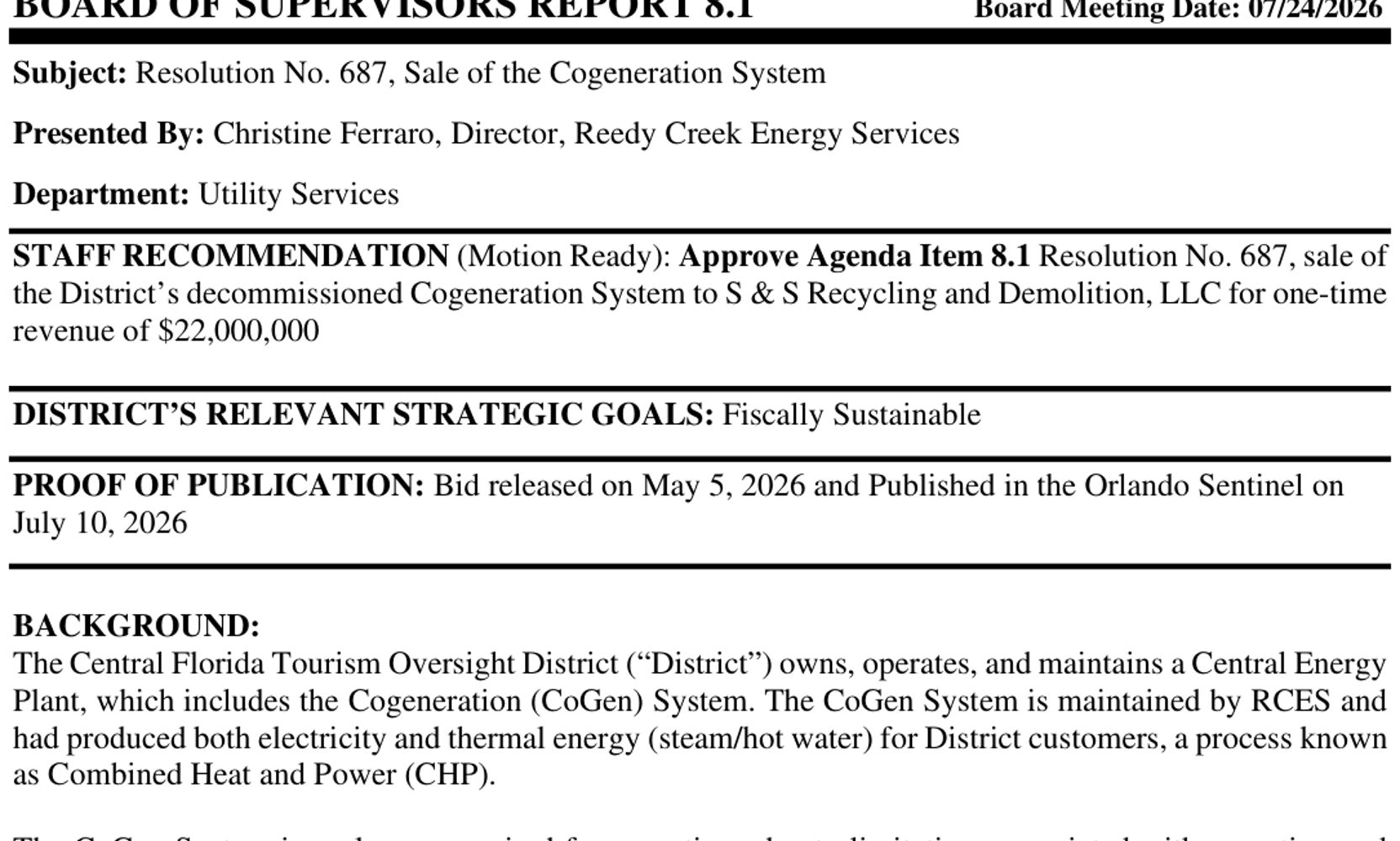 Disney World's District Is Selling Its Decommissioned Power Plant Equipment for $22 Million to Clear Space for Expansion