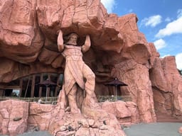 Demolition Has Reached Mythos, and Part of Its Rockwork Is Coming Off the Back of the Restaurant Facing the Islands of Adventure Lagoon