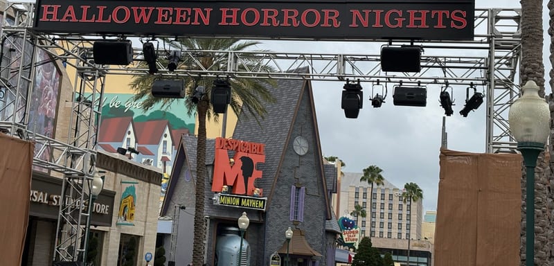 The Halloween Horror Nights 35 Marquee Is Hanging at Universal Studios Florida, and a Stranger Things Radio Station Is Now a Food Booth