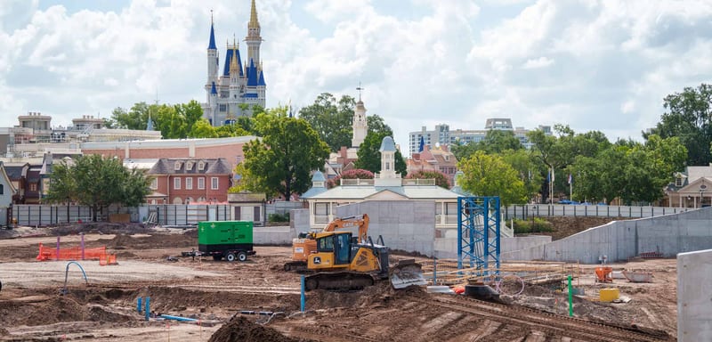A Tower Crane Appears to Be Rising at Magic Kingdom's Piston Peak, the First Sign the Cars Land Is About to Go Vertical