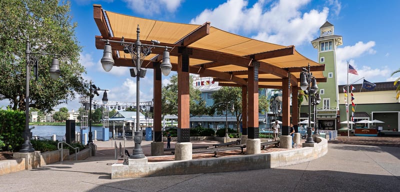 Disney Springs' Waterview Park Is Open Again 87 Days Past Its Target Date, With a Permanent Shade Canopy Over the Seating