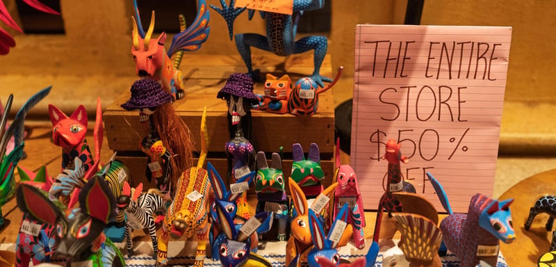 EPCOT's Oaxacan wood carvers are leaving the Mexico pavilion at the end of August, and the whole stand is 50 percent off