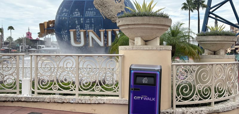 Universal Orlando's new CityWalk trash cans run on solar power and crush their own garbage