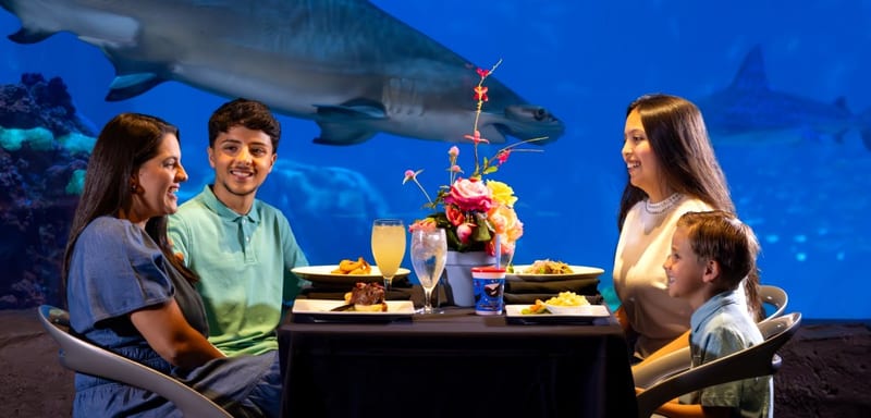 Sharks Underwater Grill is doing a $60 three-course Magical Dining menu, and SeaWorld is waiving park admission and parking to get you there