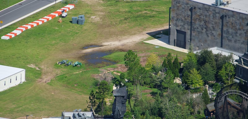 The Monsters Cafe Statues Are Lying in the Grass Behind Dark Universe, Where Universal Just Cleared the Trees