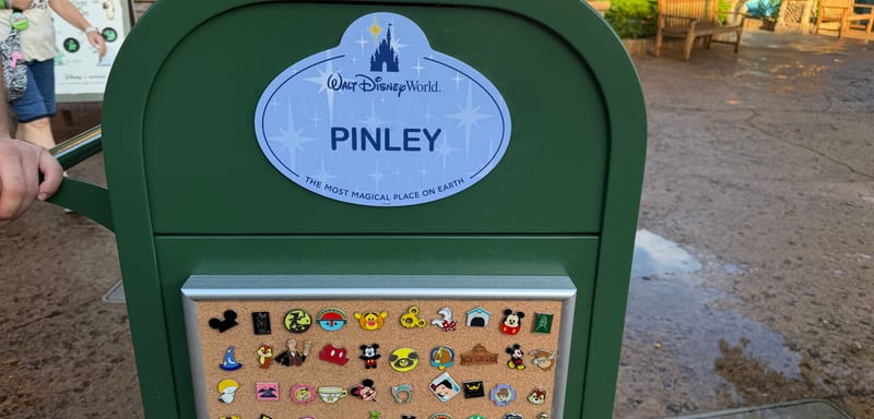 A Rolling Trash Can Named Pinley Turned Up Carrying Roughly 100 Trading Pins on Discovery Island at Disney's Animal Kingdom