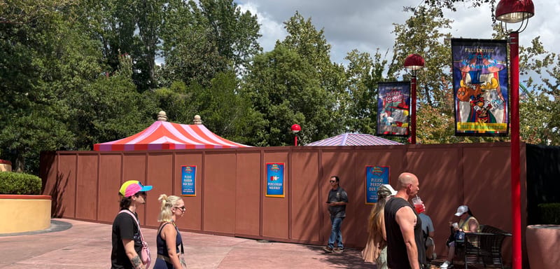 Construction Walls Close Off the Toon Lagoon Carnival Games and Cut the Direct Path From Marvel Super Hero Island