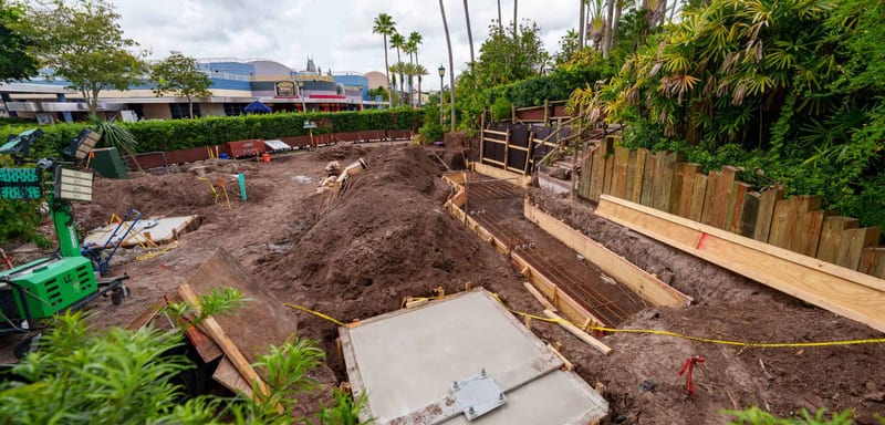 Hollywood Studios' Mystery Project Fedora Now Has a Concrete Pad With Anchor Bolts as Construction Resumes