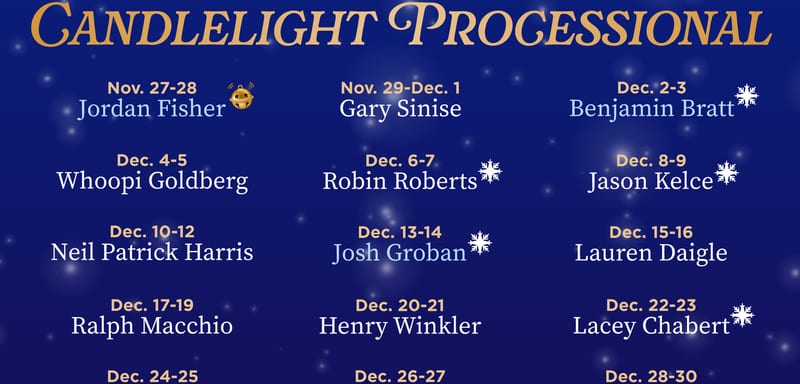 Jordan Fisher Takes EPCOT's Candlelight Processional Opening Nights, November 27 and 28, Completing the 2026 Narrator Lineup