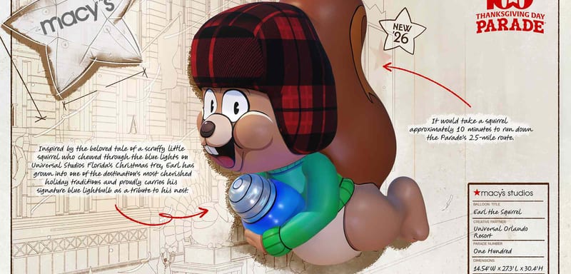 Earl the Squirrel Becomes Universal Orlando's First-Ever Macy's Thanksgiving Day Parade Balloon
