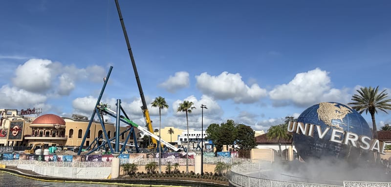 Hollywood Drift's 170-Foot Spike Begins Rising Over Universal Studios Florida