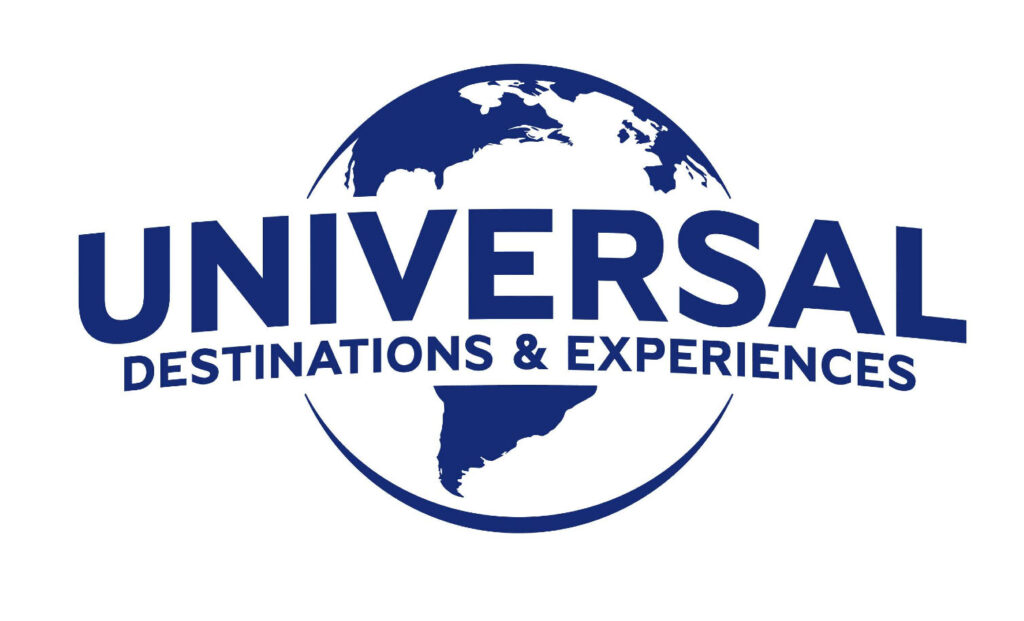 The Universal Destinations and Experiences logo, the word UNIVERSAL in dark blue across a globe