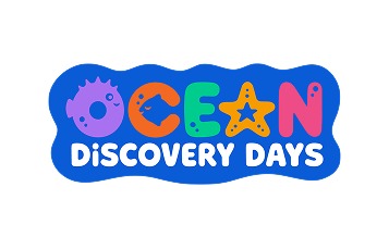 The Ocean Discovery Days logo: OCEAN in multicolored bubble letters with a purple pufferfish as the O and a yellow starfish as the A, above DISCOVERY DAYS in white on a wavy blue badge