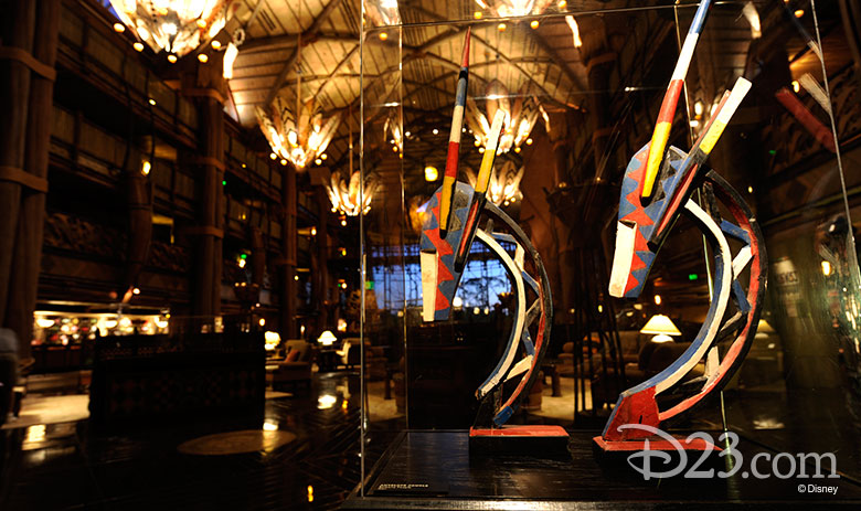 African art and masks on display in the Jambo House lobby at Disney's Animal Kingdom Lodge