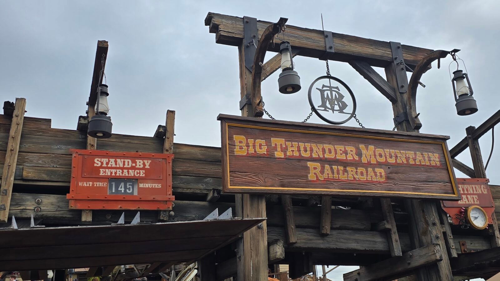 The Big Thunder Mountain Railroad station and queue area on reopening day at Magic Kingdom.