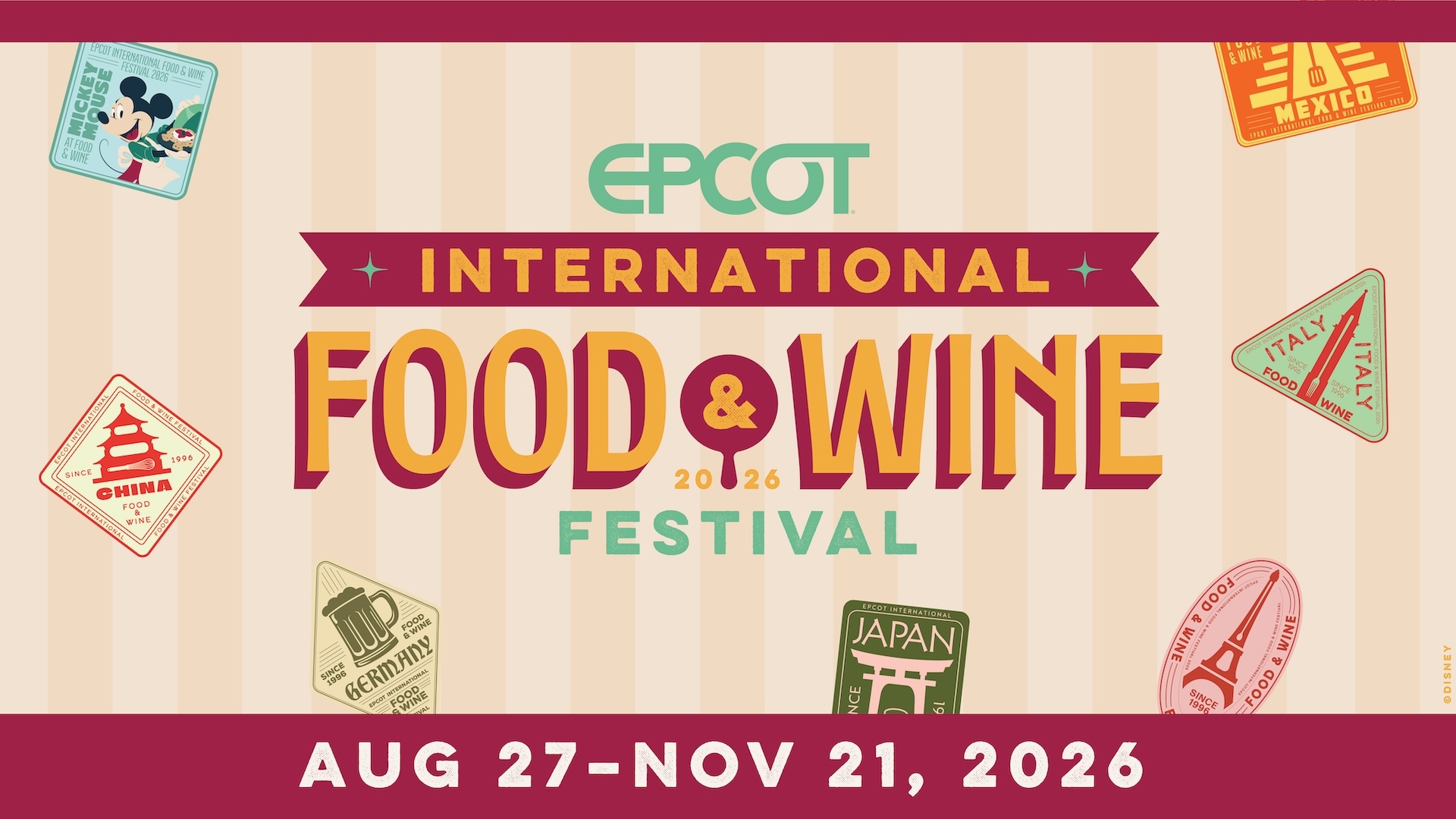 EPCOT International Food and Wine Festival 2026 announcement art.