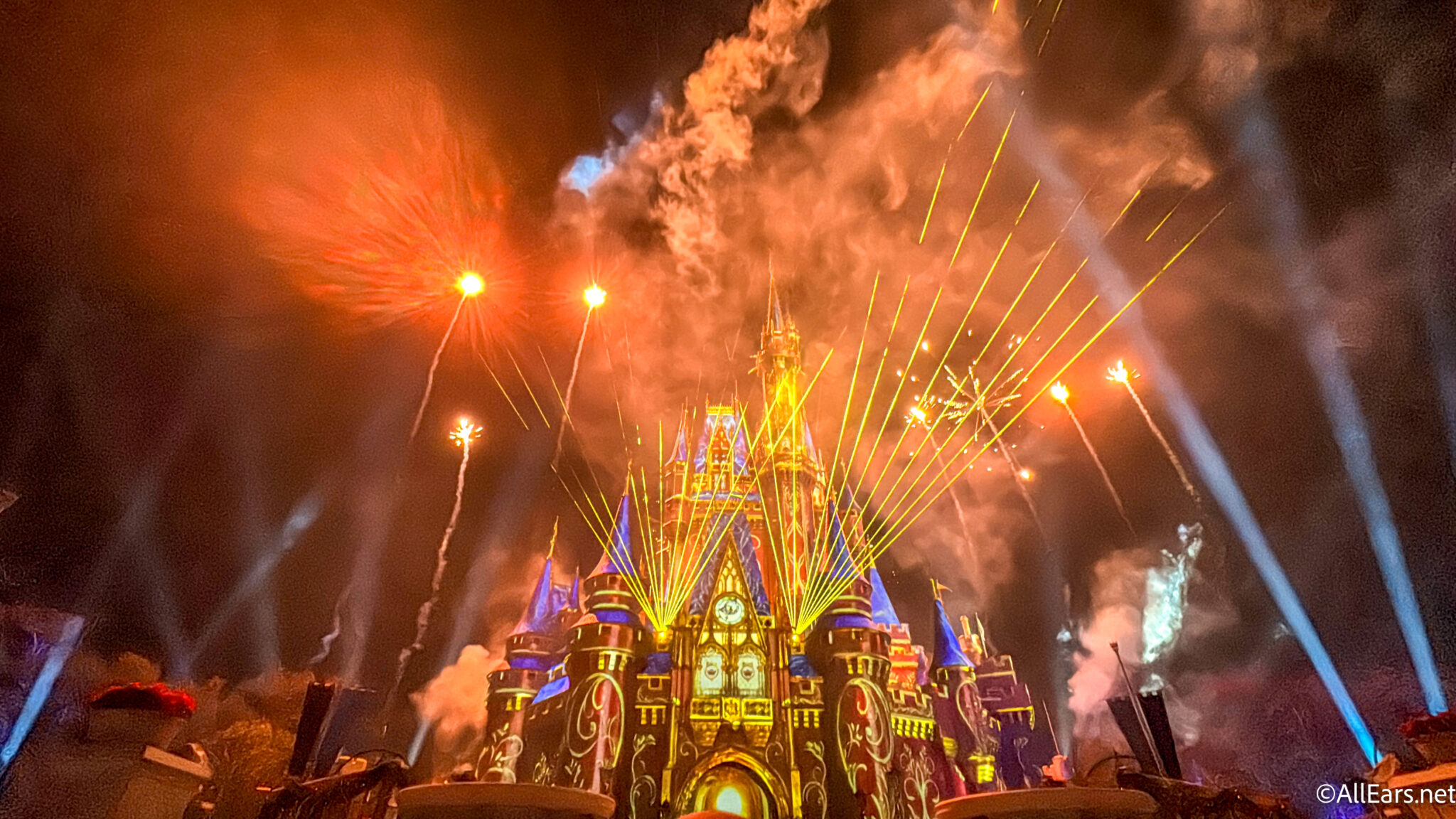 Happily Ever After fireworks and projections light up Cinderella Castle at Magic Kingdom.