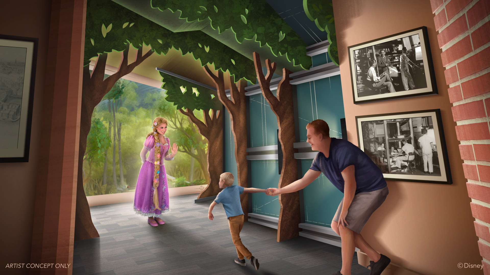 Concept art of Rapunzel at Off the Page at Disney's Hollywood Studios