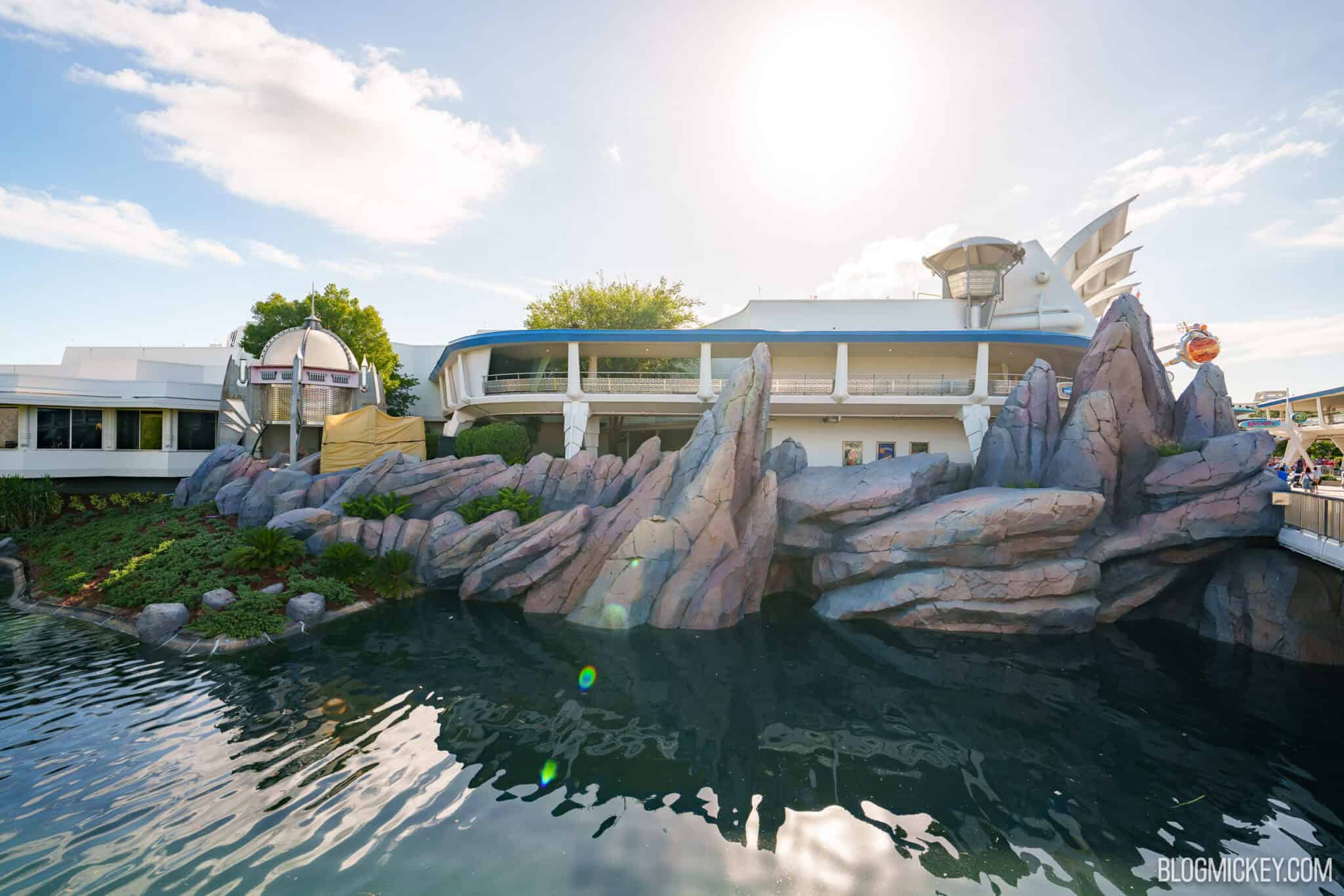 The Tomorrowland entrance during demolition in June with a tower still standing