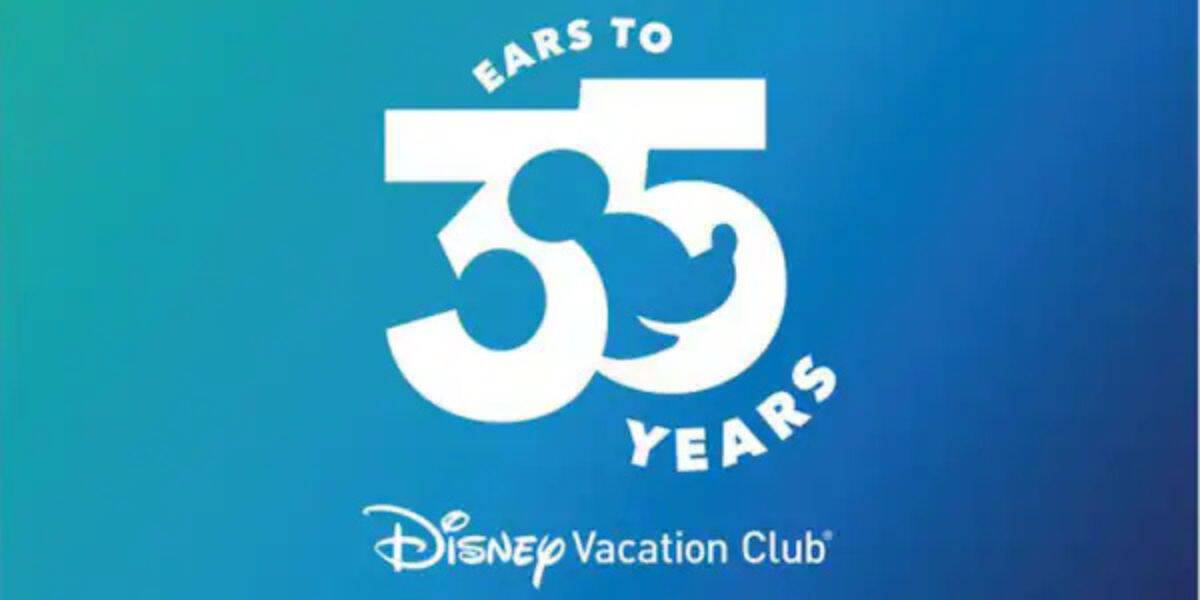Disney Vacation Club Ears to 35 Years anniversary logo.
