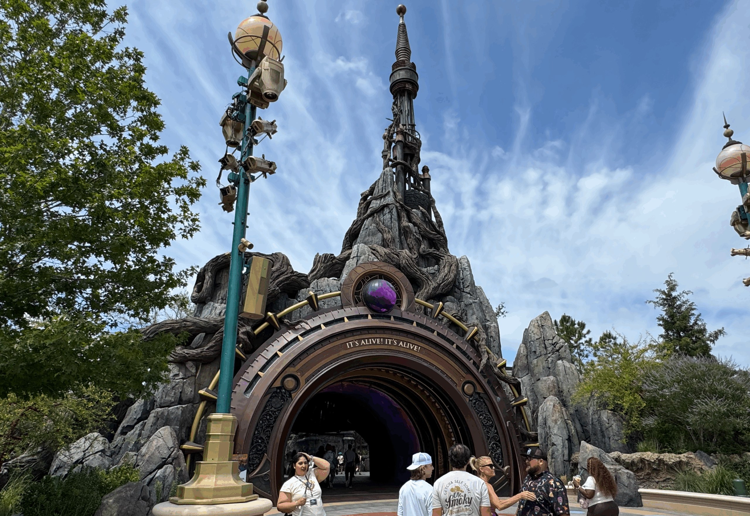 The IT'S ALIVE archway entrance to Dark Universe at Universal Epic Universe.