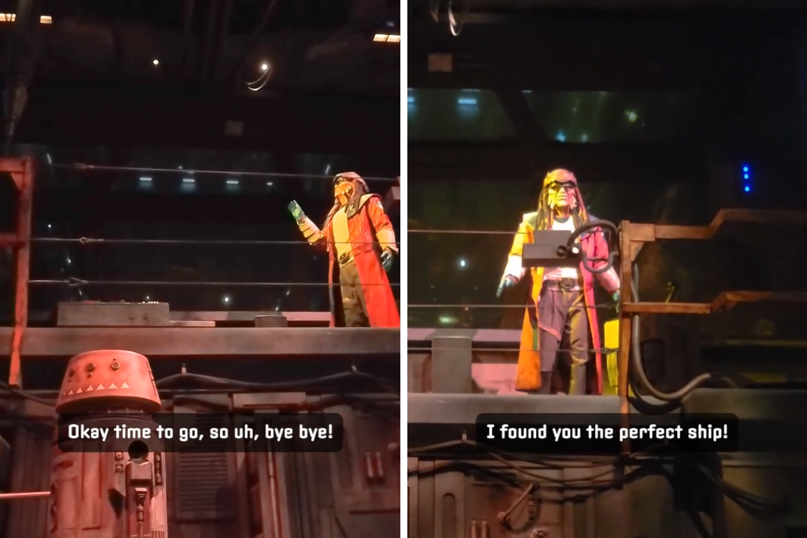 First Look at the Updated Smugglers Run Preshow at Galaxy's Edge: Hondo Ohnaka Is Just Straight-Up Stealing the Falcon This Time, with the Mandalorian and Grogu Mission Opening May 22