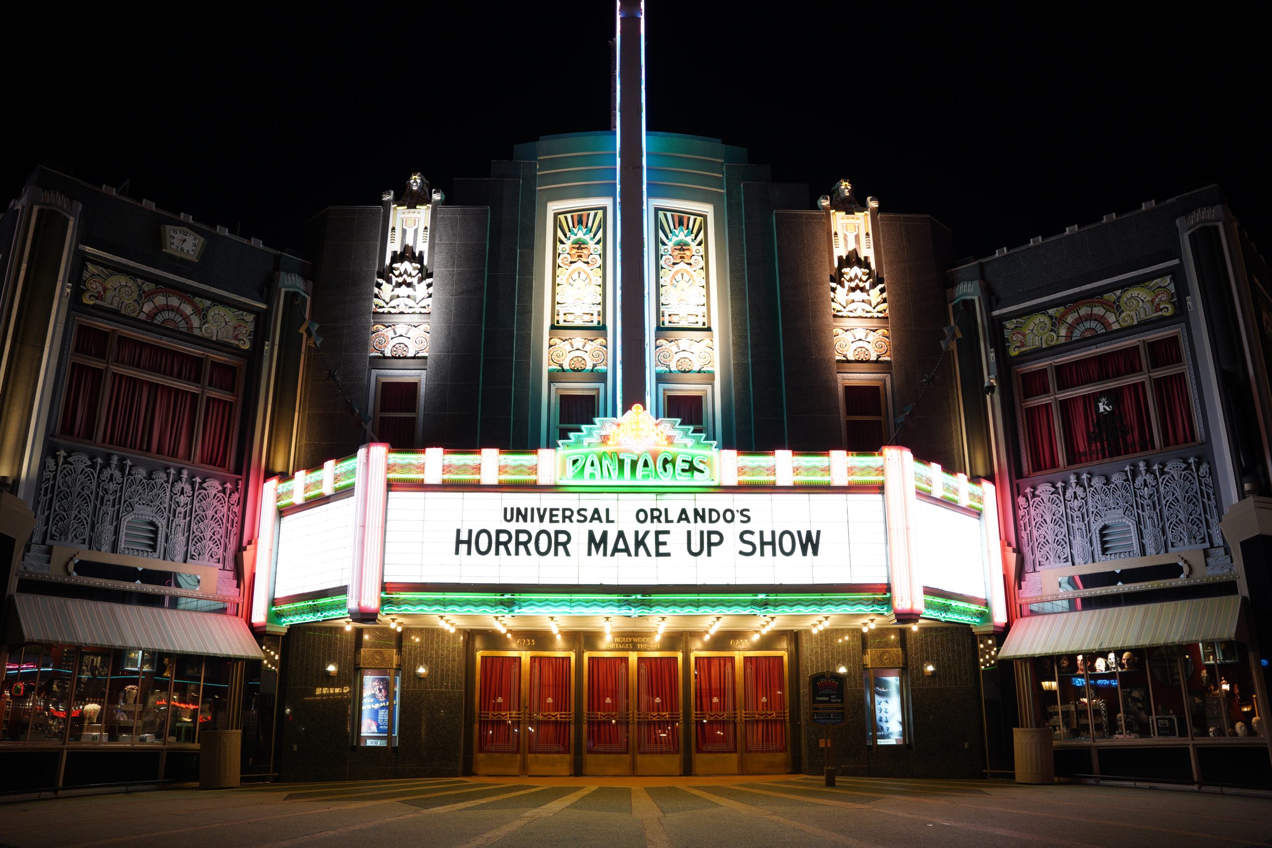 The Pantages Theater stage during a Horror Make-Up Show performance at Universal Studios Florida.
