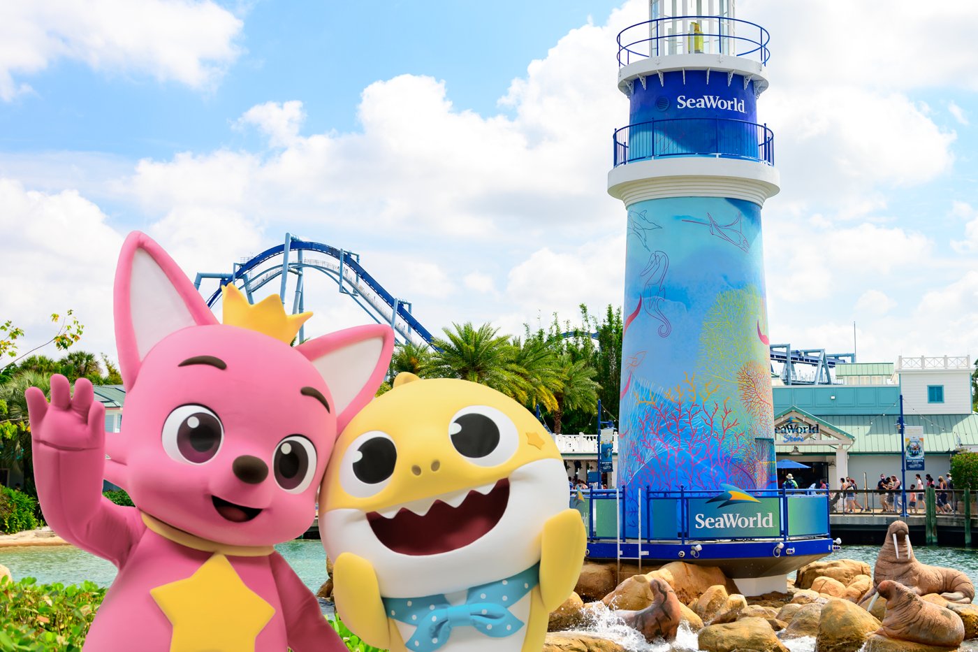 Baby Shark character display at SeaWorld Orlando