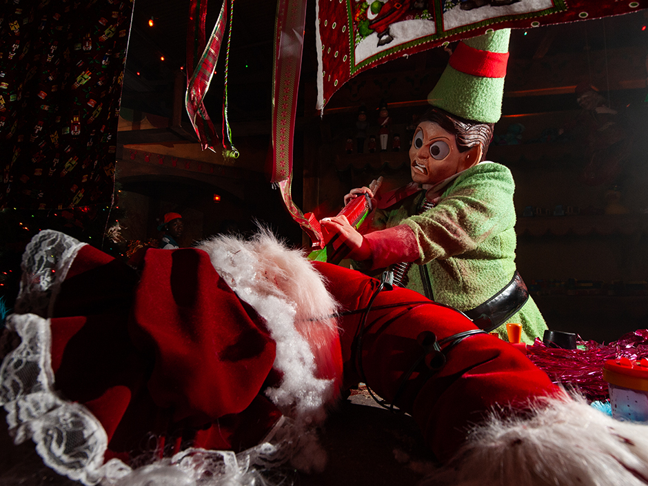 A scene from the 2011 haunted house H.R. Bloodengutz Presents: Holidays of Horror at Halloween Horror Nights.
