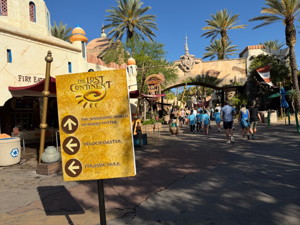 Wider view of the Lost Continent area with construction walls visible
